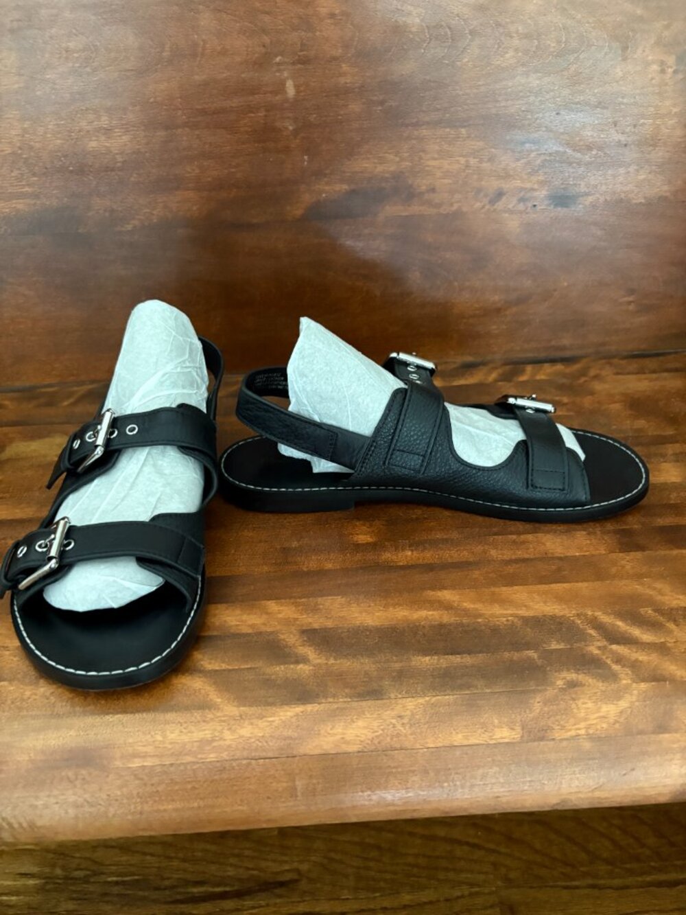 Madewell Maude Double Strap Slingback Sandal Black Leather Buckle Rugged Chic 9
